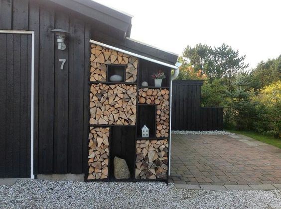 Идеи для дровницы в загородном доме